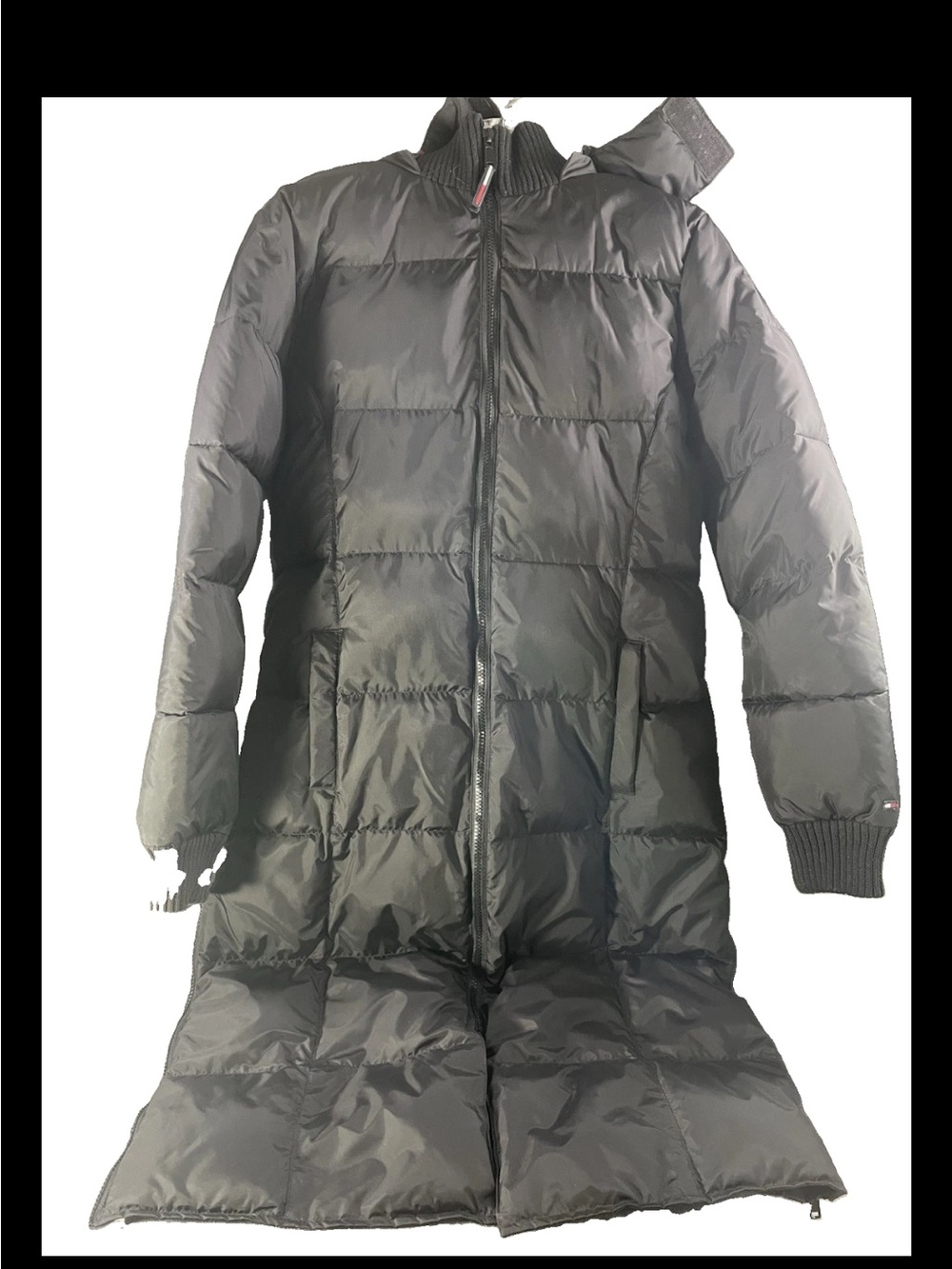 Tommy Jeans Knee High Puffer Women Jacket Black Size Medium